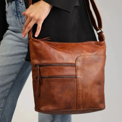 Greenwood Leather Shoulder Bag with 2 Zip Pockets-15