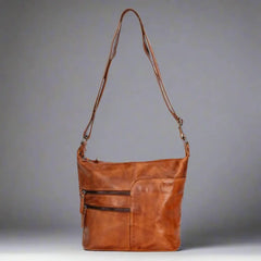 Greenwood Leather Shoulder Bag with 2 Zip Pockets-16