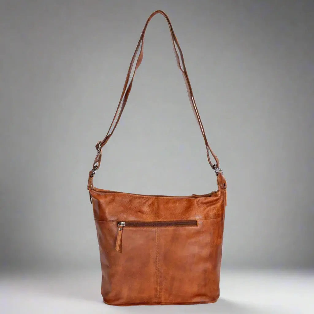 Greenwood Leather Shoulder Bag with 2 Zip Pockets-17