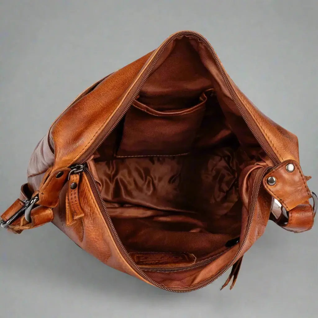 Greenwood Leather Shoulder Bag with 2 Zip Pockets-18