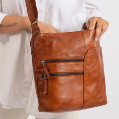 Greenwood Leather Shoulder Bag with 2 Zip Pockets-20