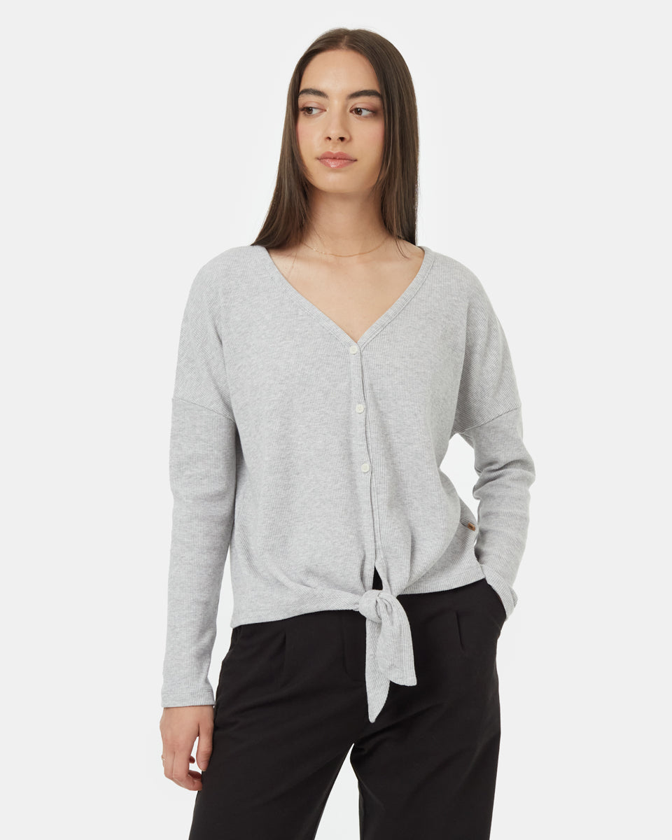Treewaffle Tie Front Top-1