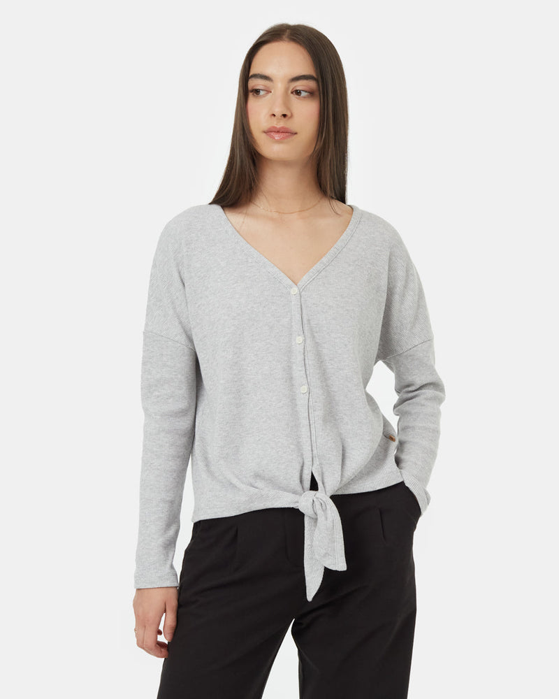 Treewaffle Tie Front Top-1