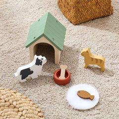 Mini Wooden Dog House & Cat Pretend Play Set | Wild Baby-1