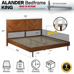 Alander Solid Wood Bed Frame-26