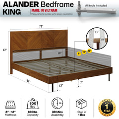 Alander Solid Wood Bed Frame-15