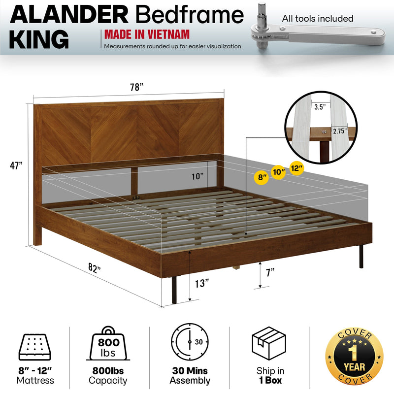 Alander Solid Wood Bed Frame-15