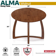 Alma 36 Inches Round Dining Table-13