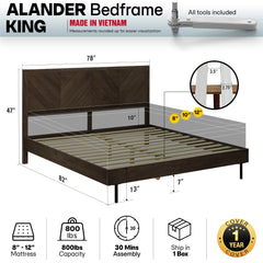 Alander Solid Wood Bed Frame-4