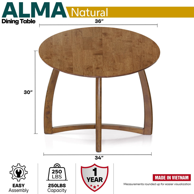 Alma 36 Inches Round Dining Table-4