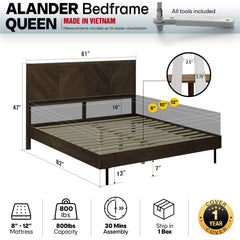 Alander Solid Wood Bed Frame-5