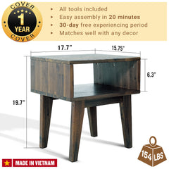 Mesita de Noche de Madera Maciza Serena-32