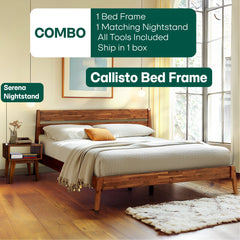 [Buy 1 Get 1] Callisto Solid Wood Bed Frame and Nightstand-17