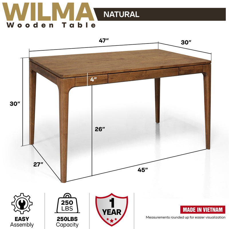 Wilma 48 Inches Solid Wood Desk-3