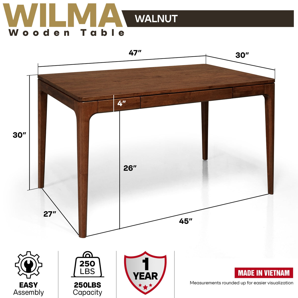 Wilma 48 Inches Solid Wood Desk-12