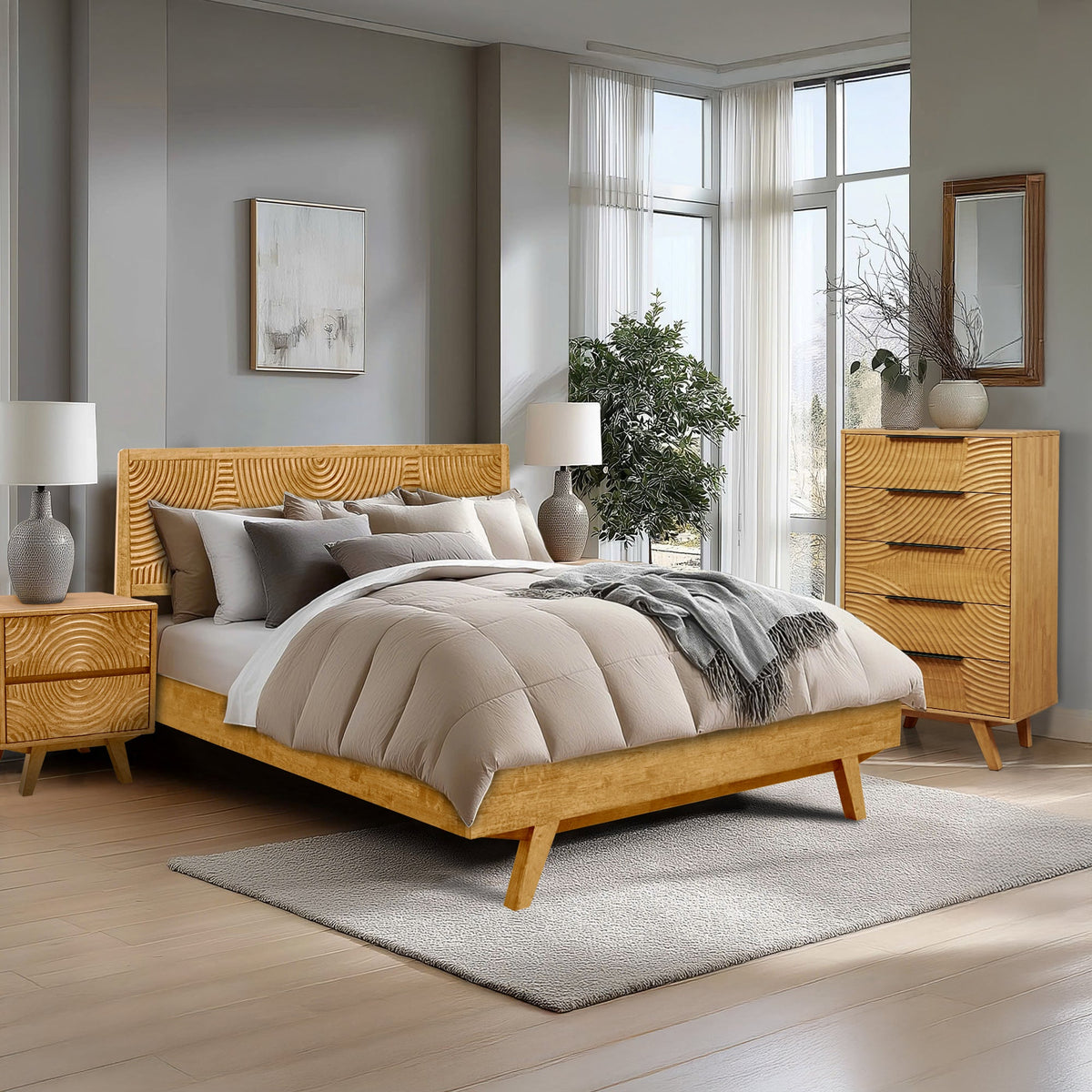 Harmony Solid Wood Dresser with 5 Drawers-9