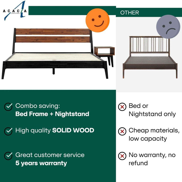 [Buy 1 Get 1] Callisto Solid Wood Bed Frame and Nightstand-5