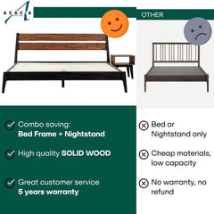[Buy 1 Get 1] Callisto Solid Wood Bed Frame and Nightstand-5