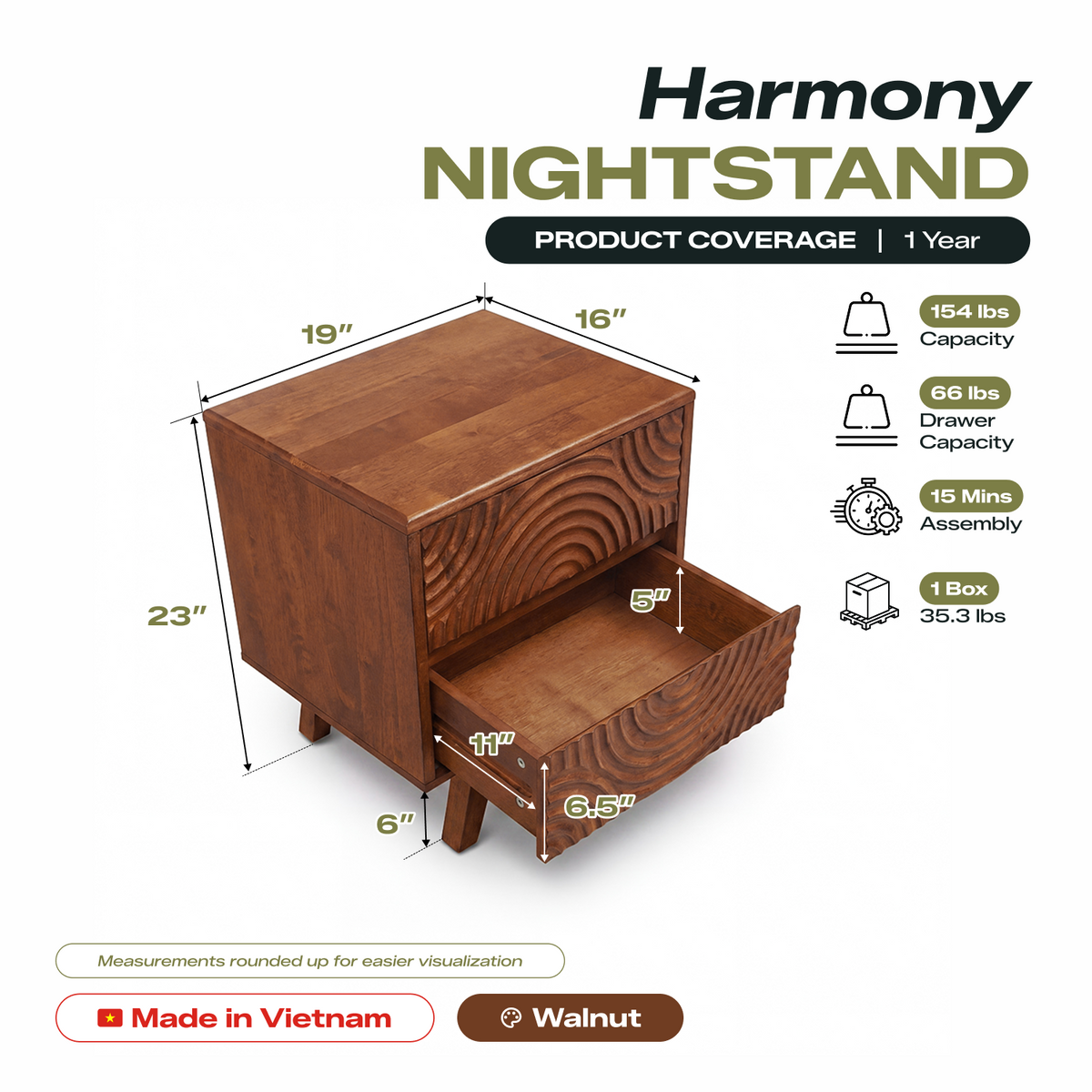 Harmony Solid Wood Nightstand-14