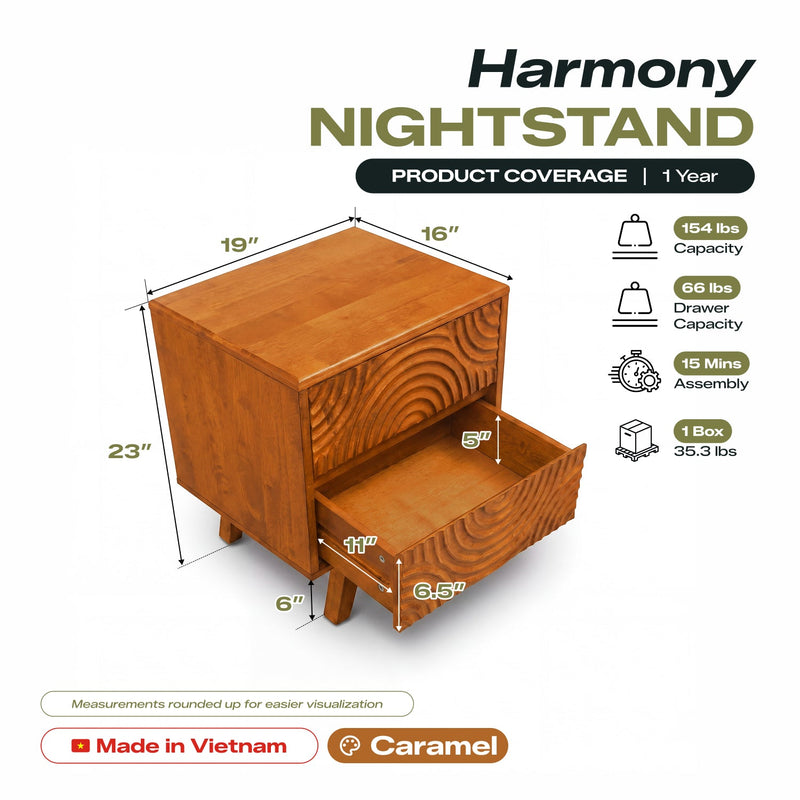 Harmony Solid Wood Nightstand-4