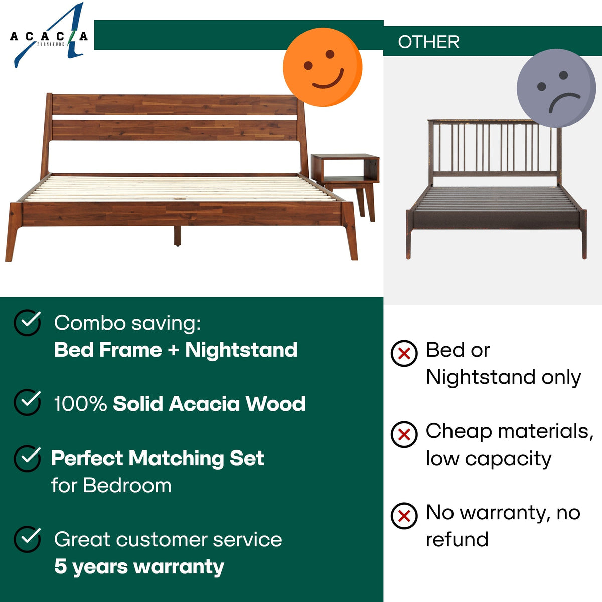 [Buy 1 Get 1] Callisto Solid Wood Bed Frame and Nightstand-13