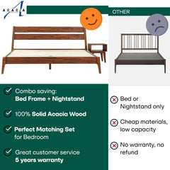 [Buy 1 Get 1] Callisto Solid Wood Bed Frame and Nightstand-13