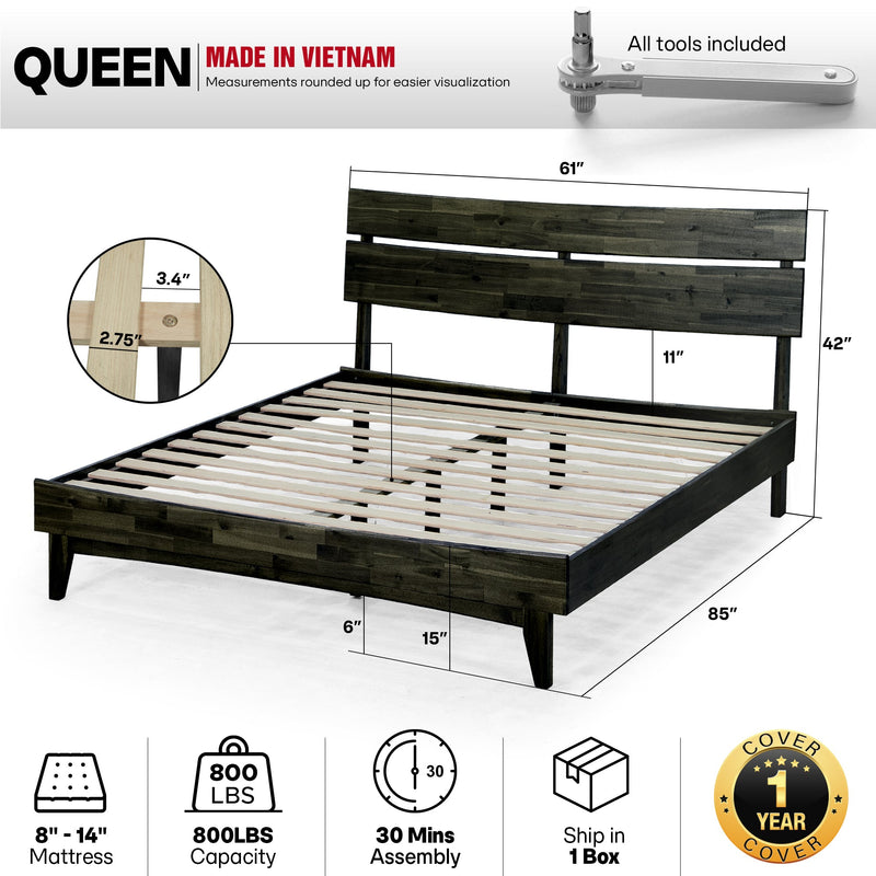 Aurora Solid Wood Bed Frame-11
