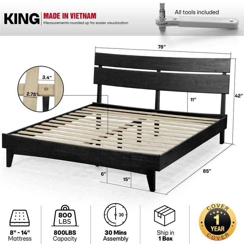 Aurora Solid Wood Bed Frame-50