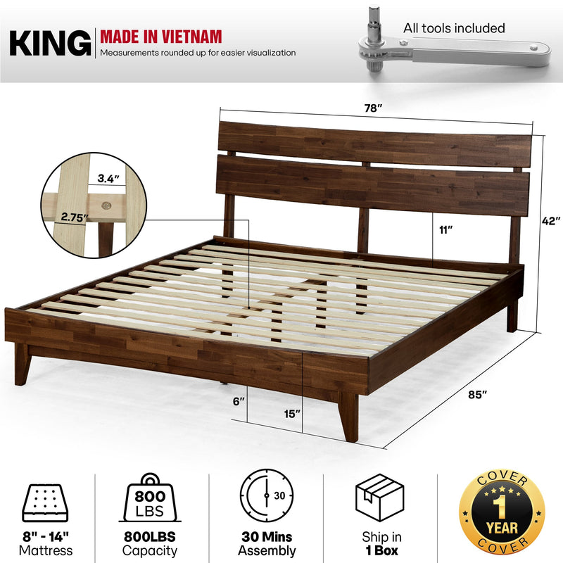 Aurora Solid Wood Bed Frame-40