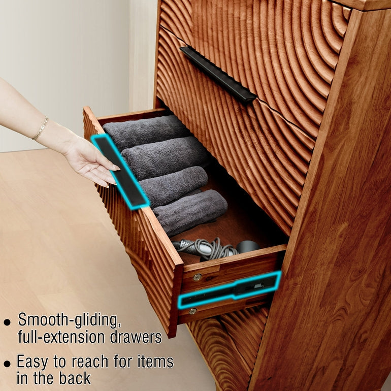 Harmony Solid Wood Dresser with 5 Drawers-23