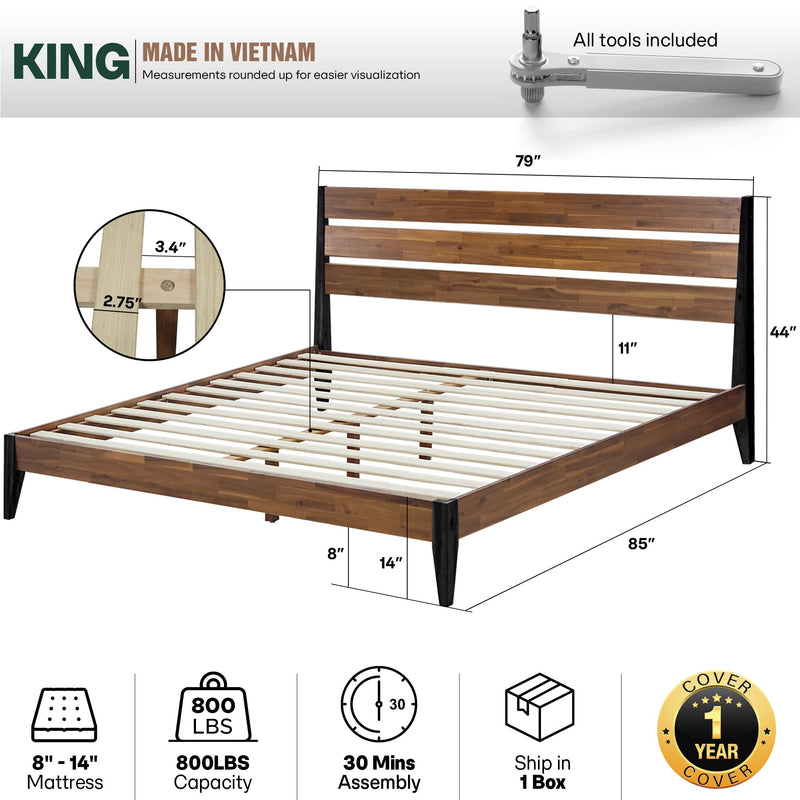 Emery Solid Wood Bed Frame-43