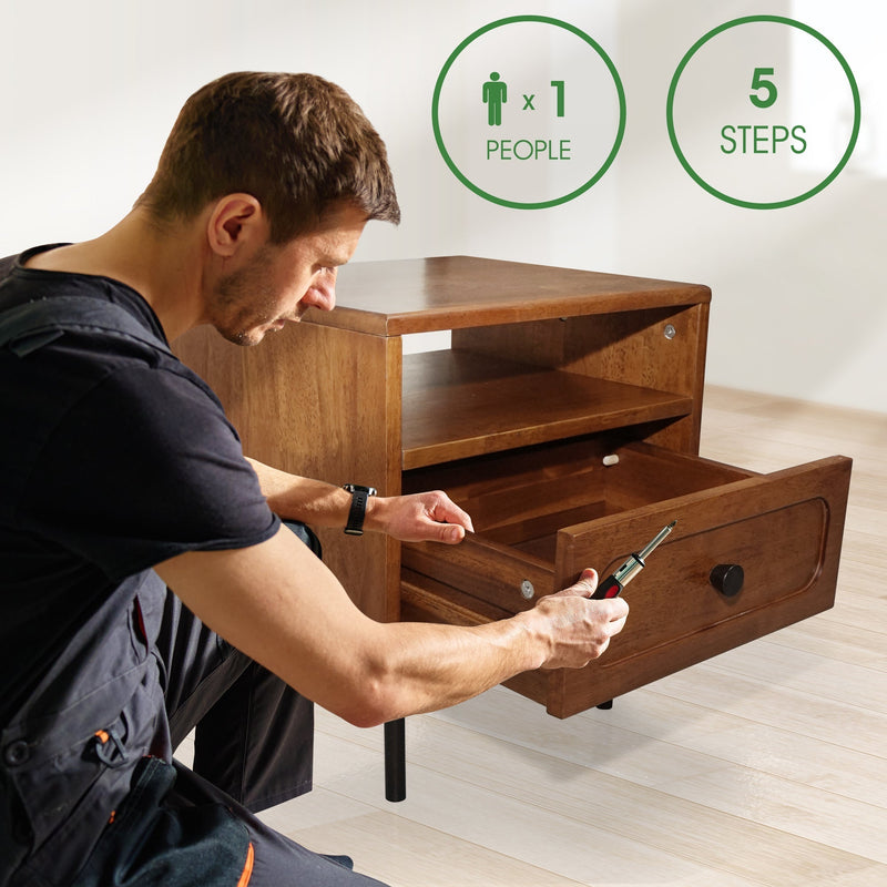 Mesa de noche de madera maciza Savana de un cajón-14