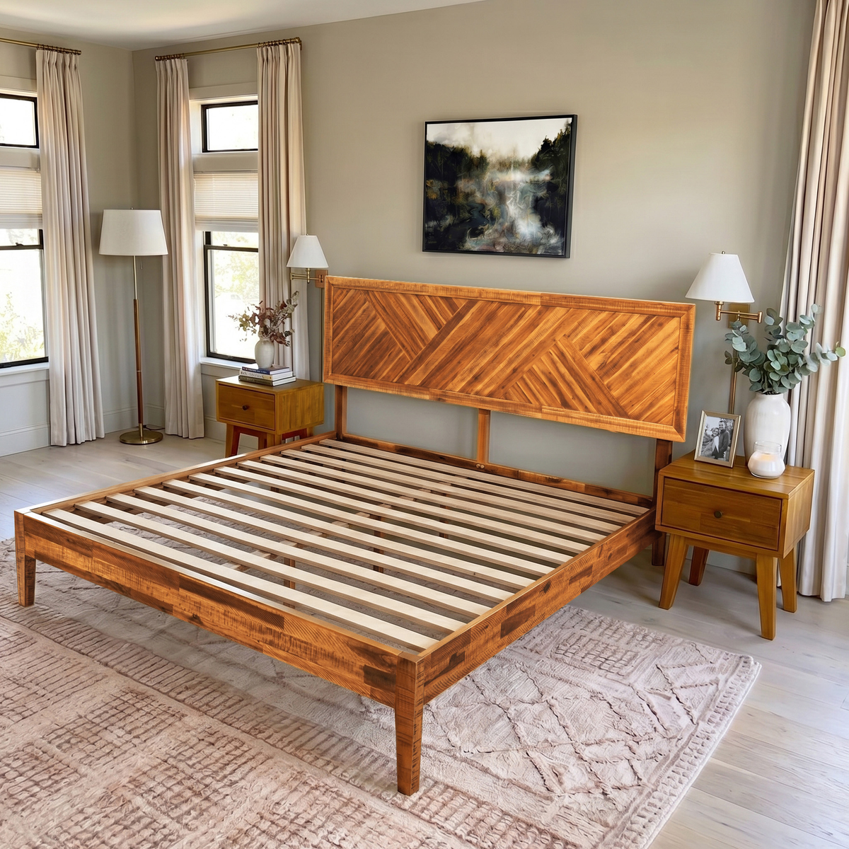 Sierra Deluxe Solid Wood Bed Frame-49
