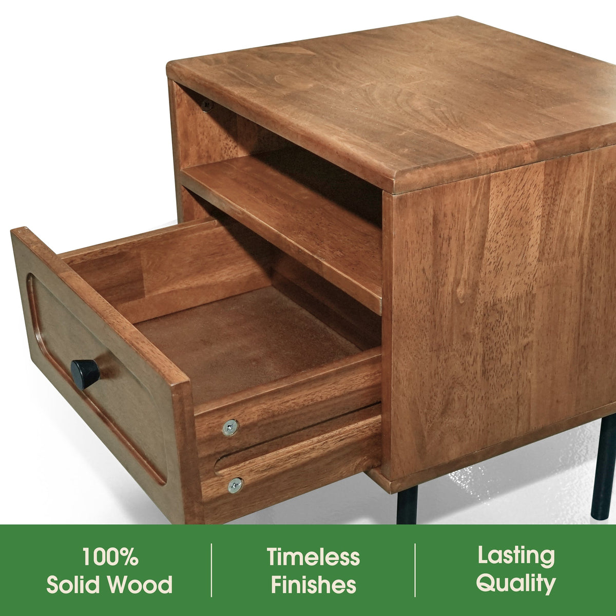 Mesa de noche de madera maciza Savana de un cajón-5