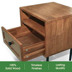 Mesa de noche de madera maciza Savana de un cajón-5