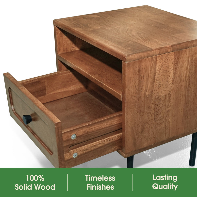 Mesa de noche de madera maciza Savana de un cajón-5
