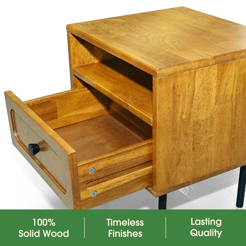 Mesa de noche de madera maciza Savana de un cajón-25