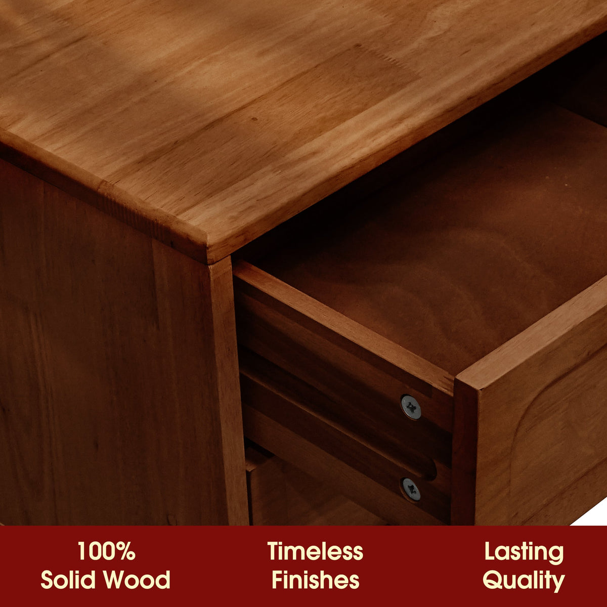 Mesa de noche Savana de madera maciza con dos cajones-15
