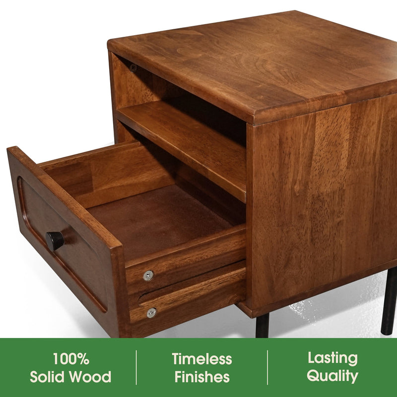 Mesa de noche de madera maciza Savana de un cajón-15