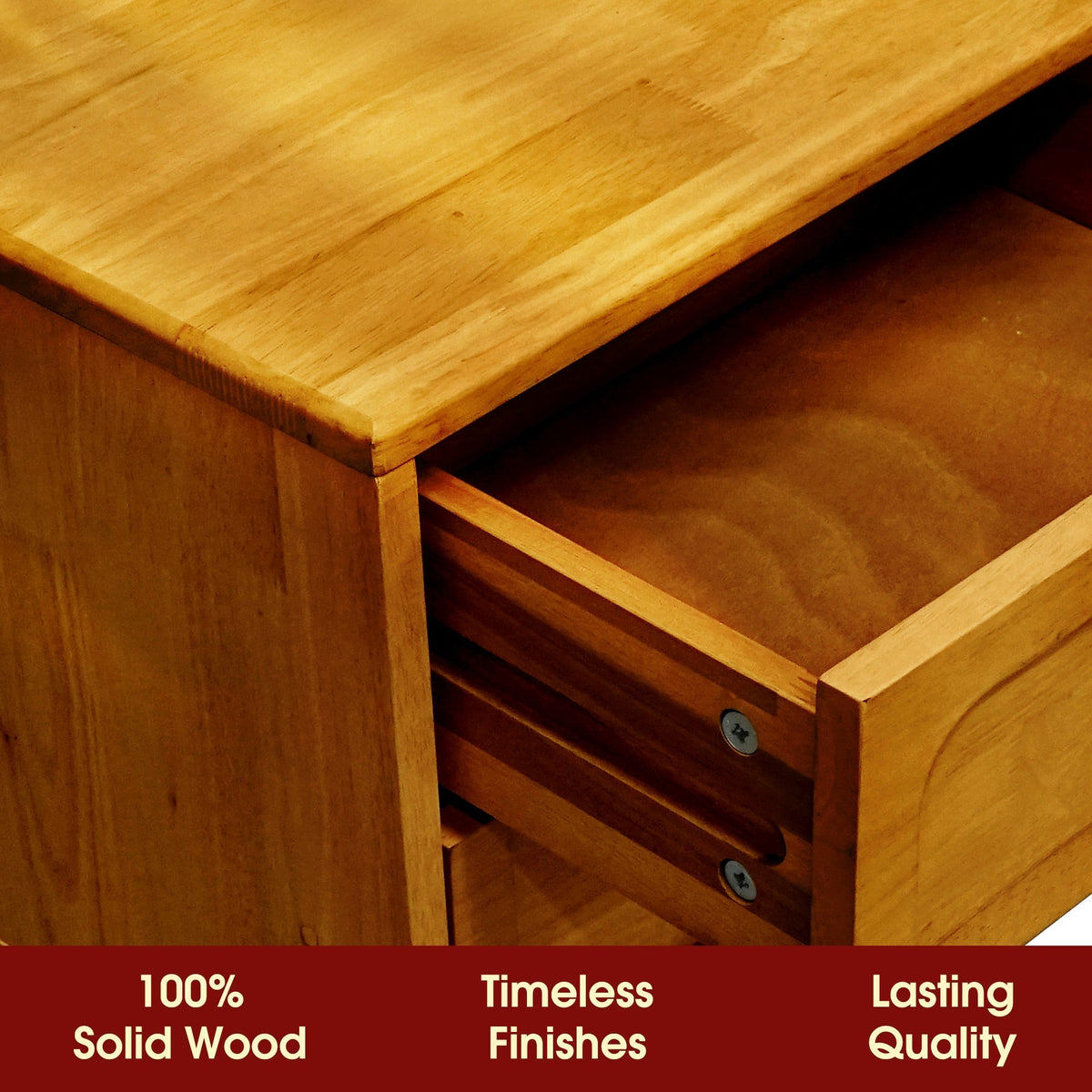 Mesa de noche Savana de madera maciza con dos cajones-25