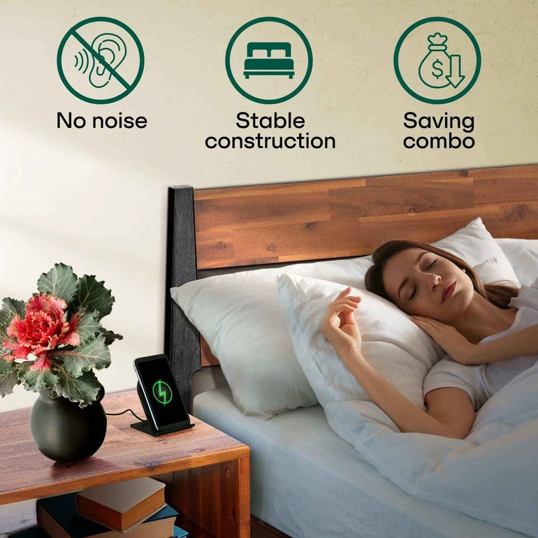 [Buy 1 Get 1] Callisto Solid Wood Bed Frame and Nightstand-7