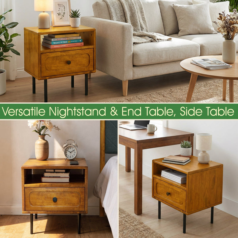 Mesa de noche de madera maciza Savana de un cajón-27