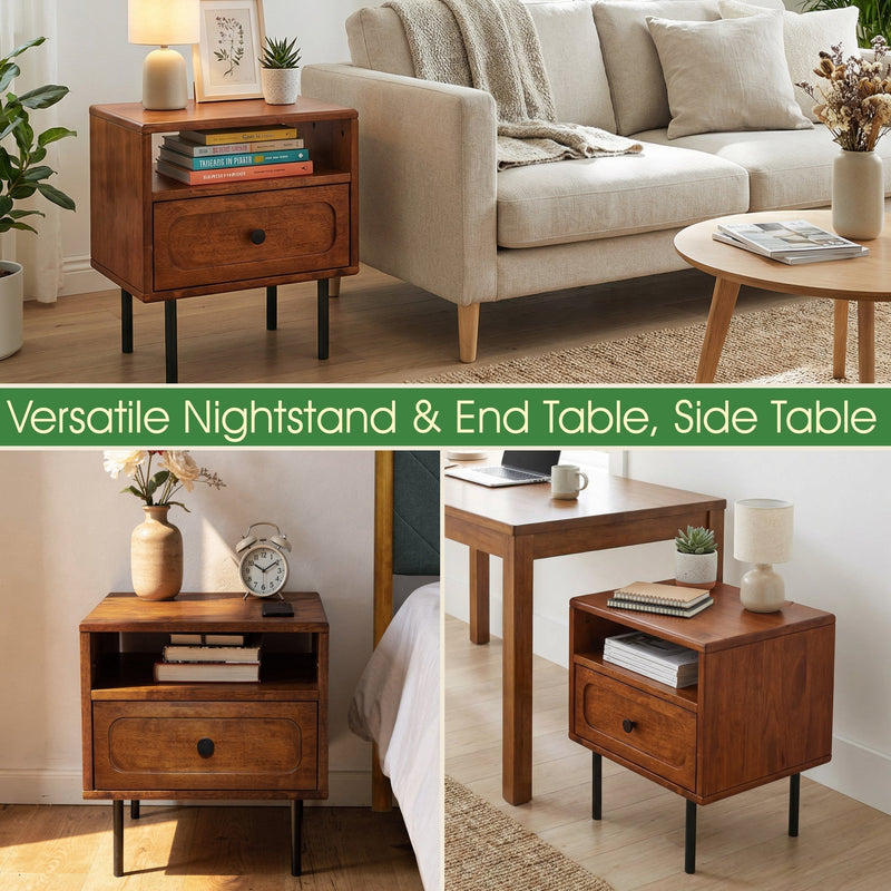 Mesa de noche de madera maciza Savana de un cajón-17