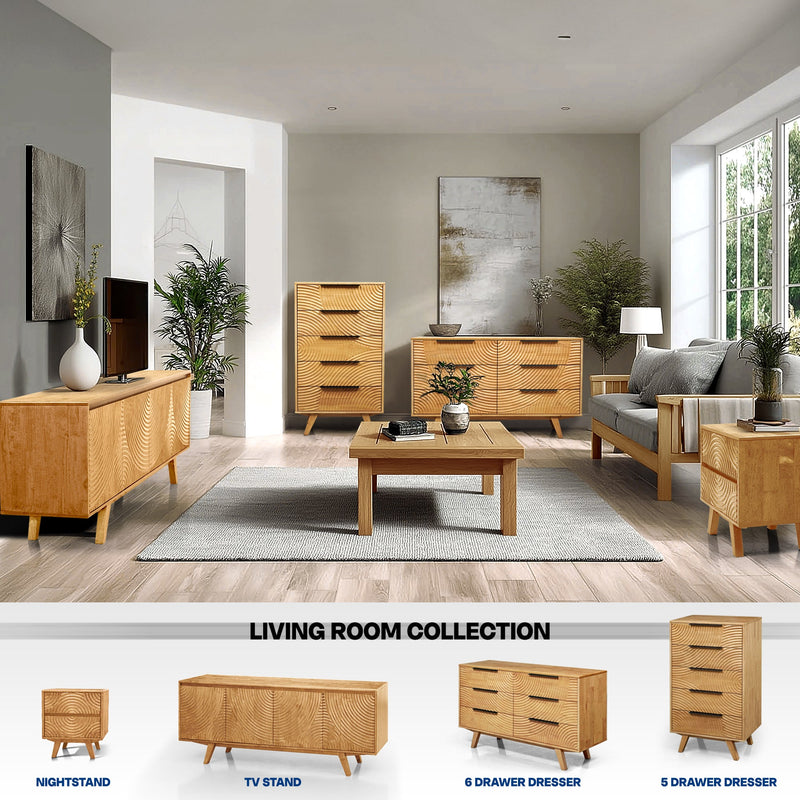 Harmony Solid Wood Dresser with 5 Drawers-10