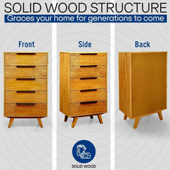 Harmony Solid Wood Dresser with 5 Drawers-15