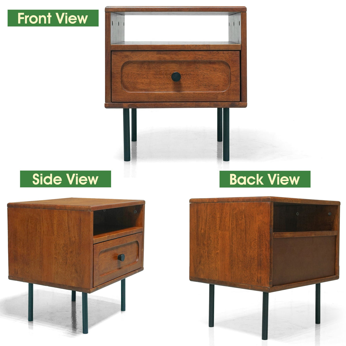 Mesa de noche de madera maciza Savana de un cajón-18