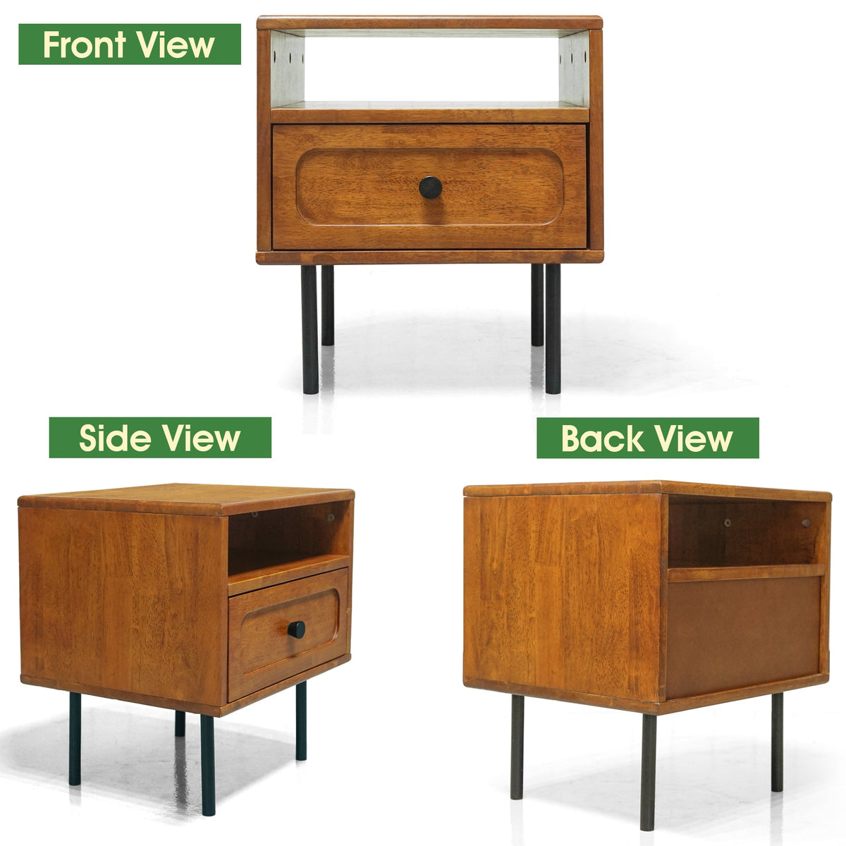 Mesa de noche de madera maciza Savana de un cajón-28