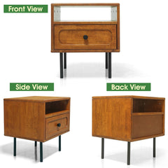 Mesa de noche de madera maciza Savana de un cajón-28
