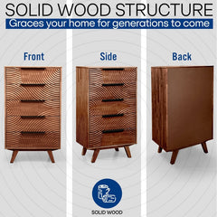 Harmony Solid Wood Dresser with 5 Drawers-25