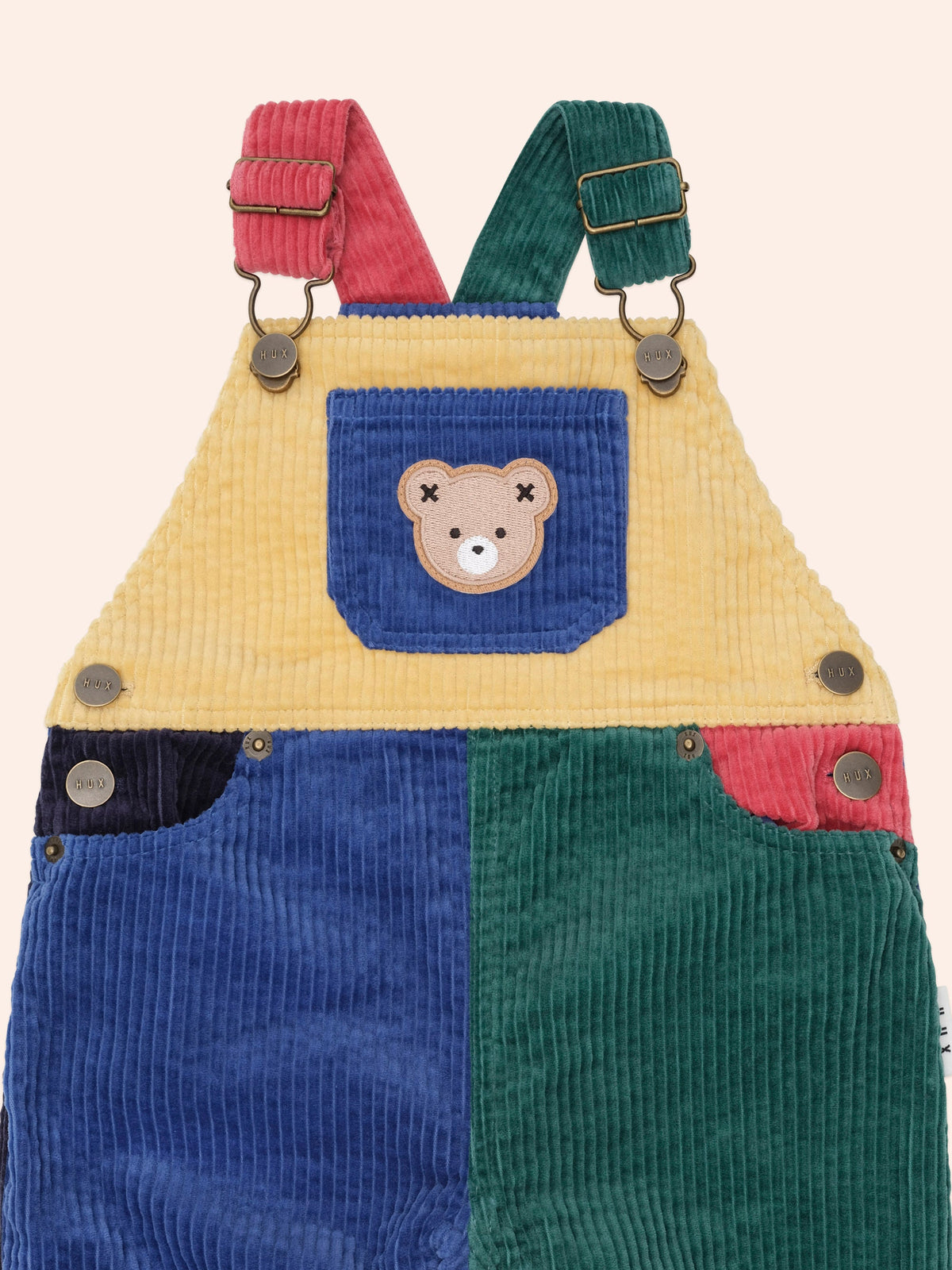Colour Block Cord Overall | Multi | Huxbaby-4